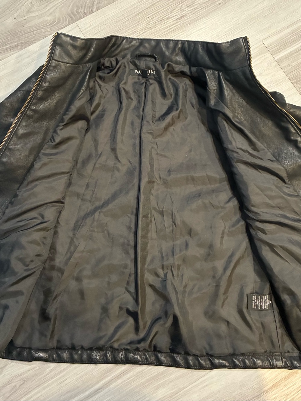 Black Faux Leather Zip Jacket with Gold Hardware - Picture 7 of 9